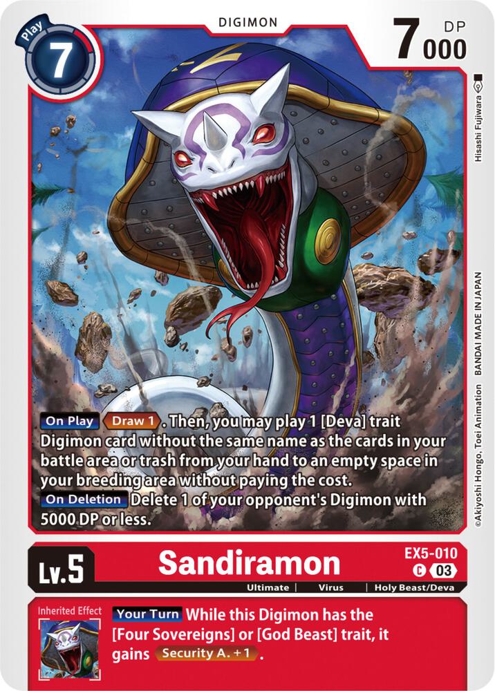 Sandiramon EX5-010 C Common Animal Colosseum Digimon Near Mint