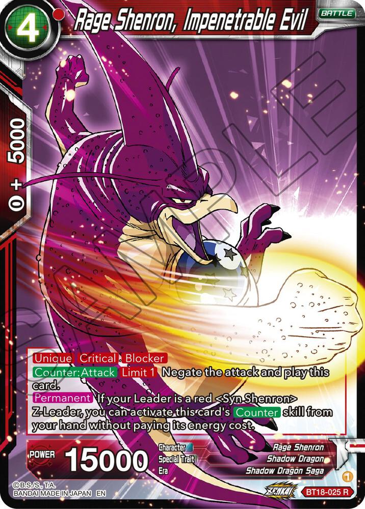 Rage Shenron, Impenetrable Evil BT18-025 Dawn of the Z-Legends Dragon Ball Super