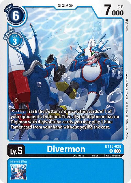 Divermon BT15-028 C Common Exceed Apocalypse Digimon Near Mint