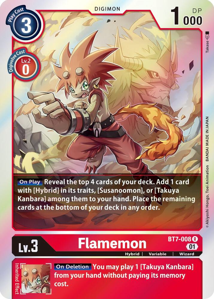 Flamemon BT7-008 R Rare Next Adventure Digimon Near Mint