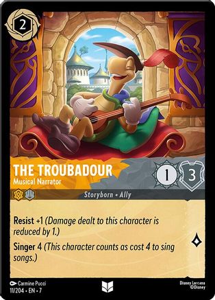 The Troubadour - Musical Narrator 11/204 Archazia's Island Lorcana Cold Foil NM