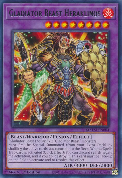 Gladiator Beast Heraklinos MZTM-EN084 Rare Maze of the Master Yu-Gi-Oh Near Mint