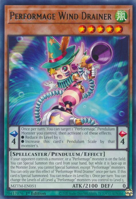 Performage Wind Drainer MZTM-EN051 Rare Maze of the Master Yu-Gi-Oh Near Mint