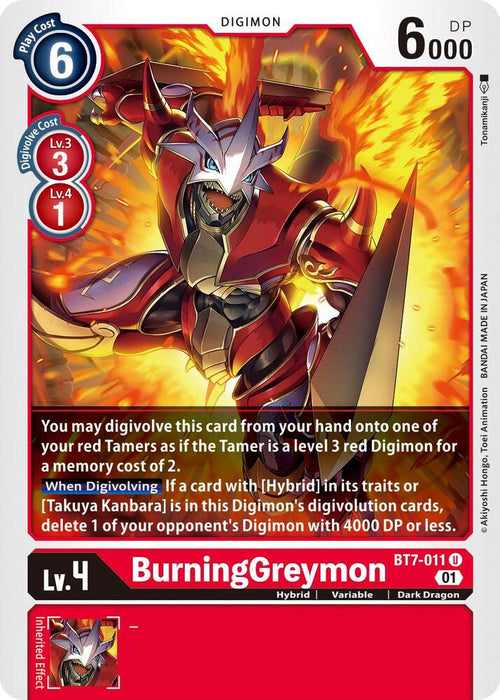 BurningGreymon BT7-011 U Uncommon Next Adventure Digimon Near Mint