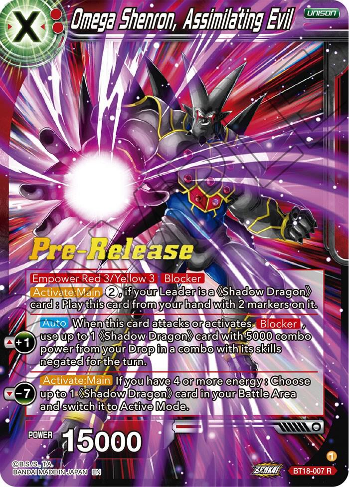 Omega Shenron, Assimilating Evil BT18-007  Pre-Release  Dragon Ball Super NM
