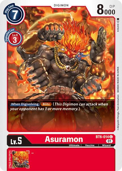 Asuramon BT6-014 C Common Double Diamond Digimon Near Mint