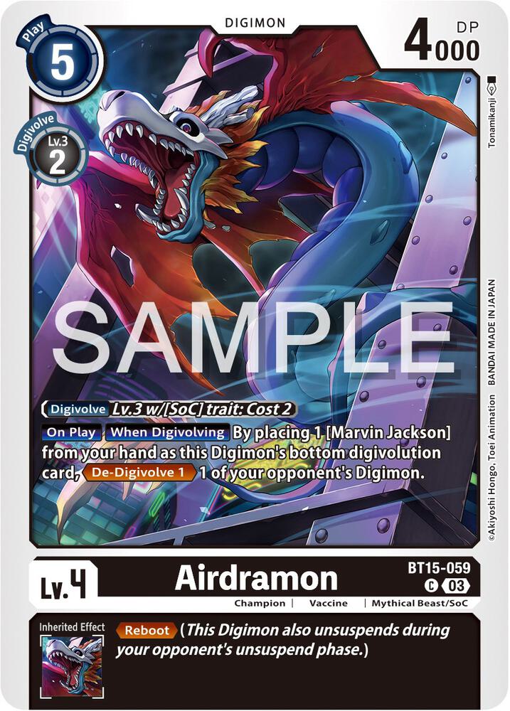 Airdramon BT15-059 C Common Exceed Apocalypse Digimon Near Mint