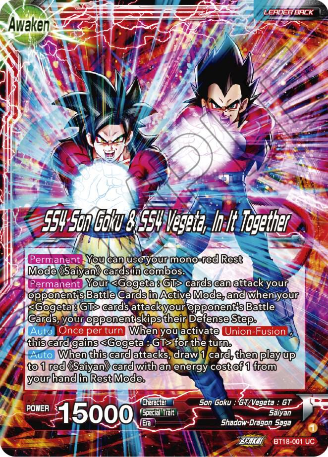 Son Goku & Vegeta / SS4 Son Goku & SS4 Vegeta, In It Together BT18-001 NM