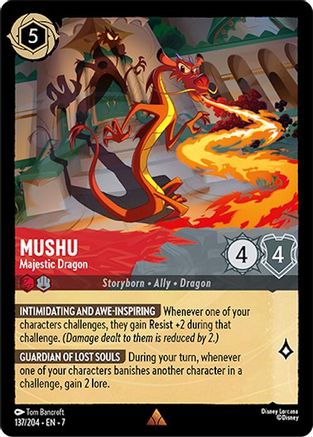 Mushu - Majestic Dragon 137/204 Rare Archazia's Island Lorcana Cold Foil NM