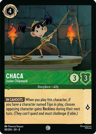 Chaca - Junior Chipmunk 88/204 Common Reign of Jafar Lorcana Cold Foil Near Mint