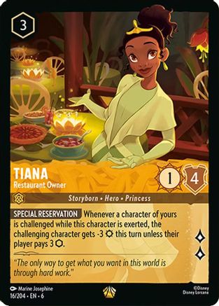 Tiana - Restaurant Owner 16/204 Legendary Azurite Sea Lorcana Near Mint