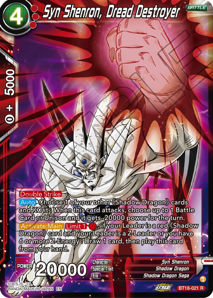 Syn Shenron, Dread Destroyer BT18-021 Dawn of the Z-Legends Dragon Ball Super NM