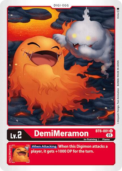 DemiMeramon BT6-001 U Uncommon Double Diamond Digimon Near Mint