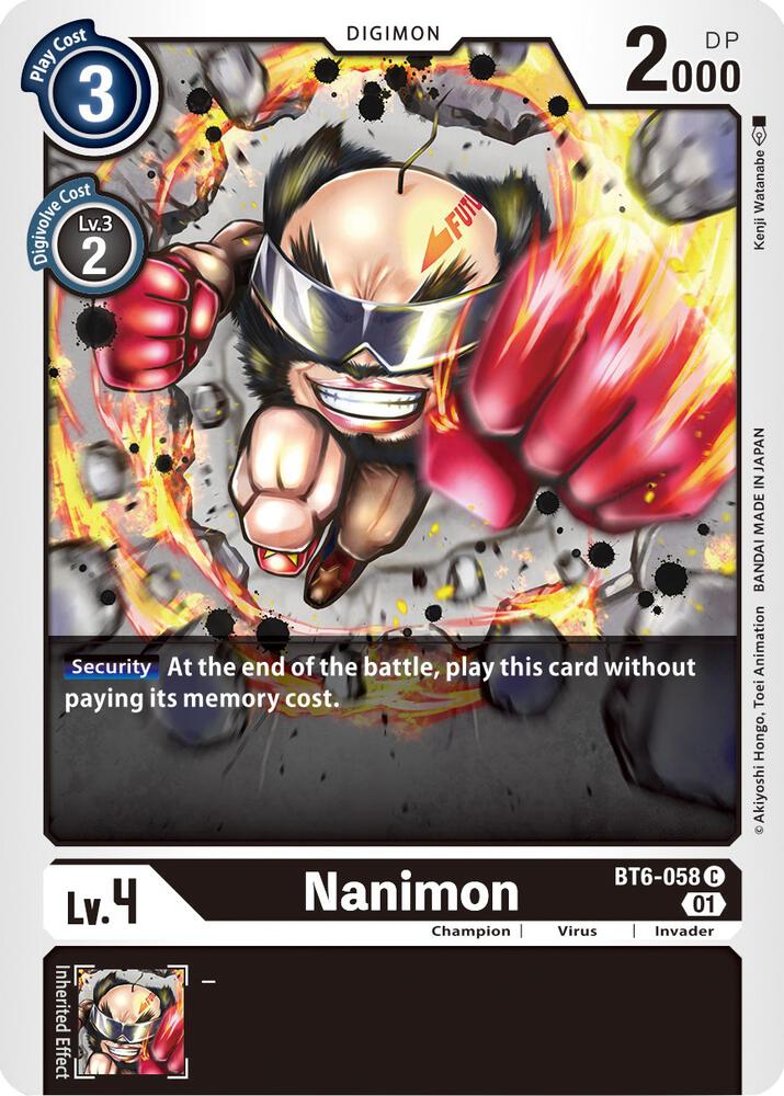 Nanimon BT6-058 C Common Double Diamond Digimon Near Mint