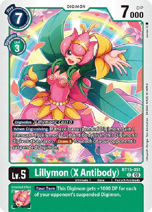 Lillymon (X Antibody) BT15-051 C Common Exceed Apocalypse Digimon Near Mint