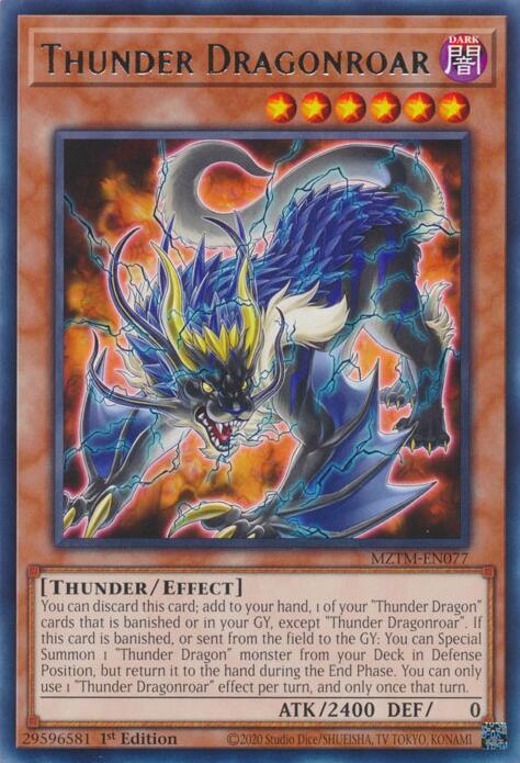 Thunder Dragonroar MZTM-EN077 Rare Maze of the Master Yu-Gi-Oh Near Mint