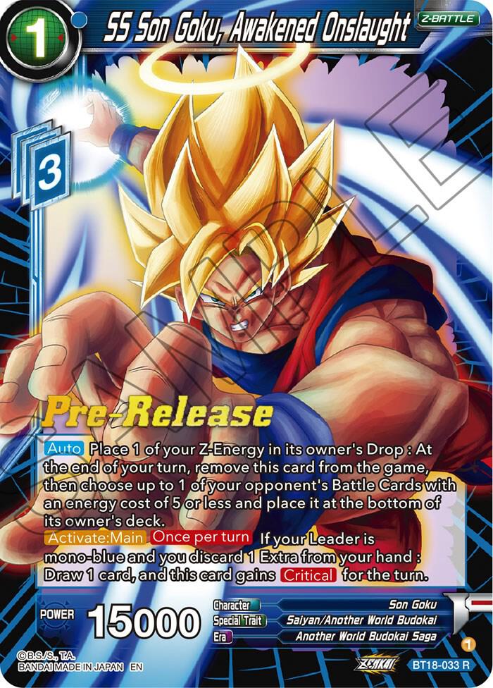 SS Son Goku, Awakened Onslaught BT18-033 Pre-Release Cards Dragon Ball Super NM