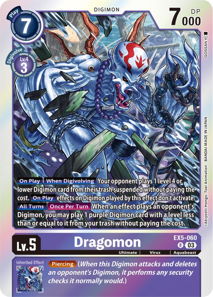 Dragomon EX5-060 R Rare Animal Colosseum Digimon Near Mint