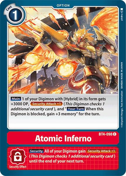 Atomic Inferno BT4-098 C Common Great Legend Digimon Near Mint
