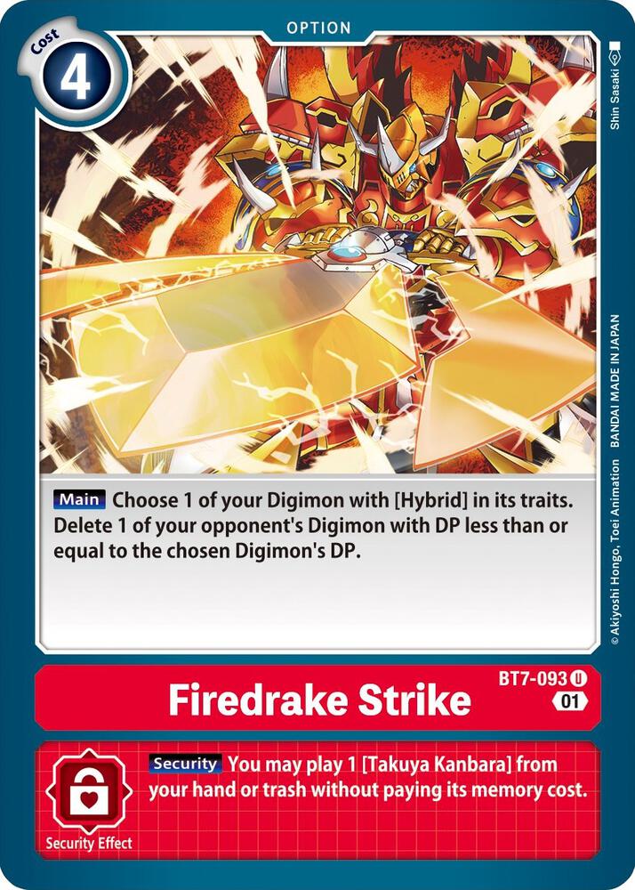 Firedrake Strike BT7-093 U Uncommon Next Adventure Digimon Near Mint