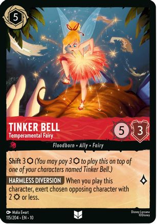 Tinker Bell - Temperamental Fairy 115/204 Whispers in the Well Lorcana Cold Foil