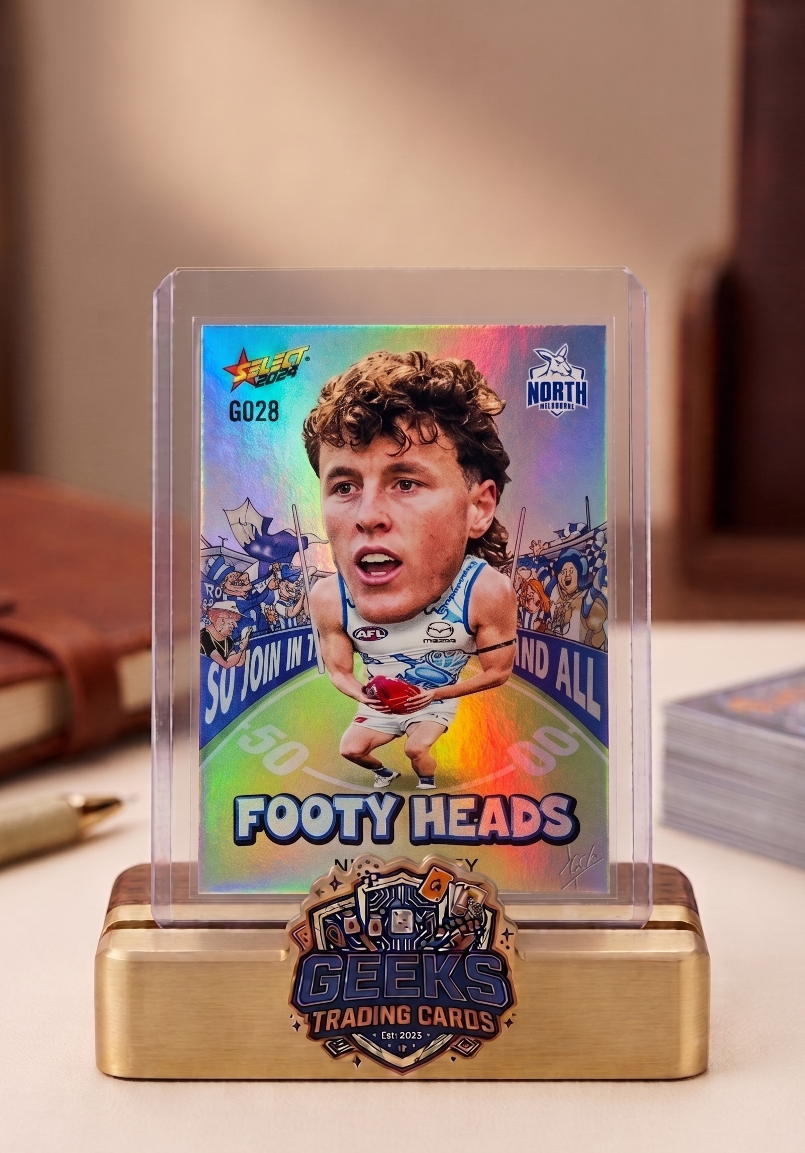 2024 Select AFL Footy Heads - Nick Larkey (North Melbourne) - Holographic Foil Jersey Variant