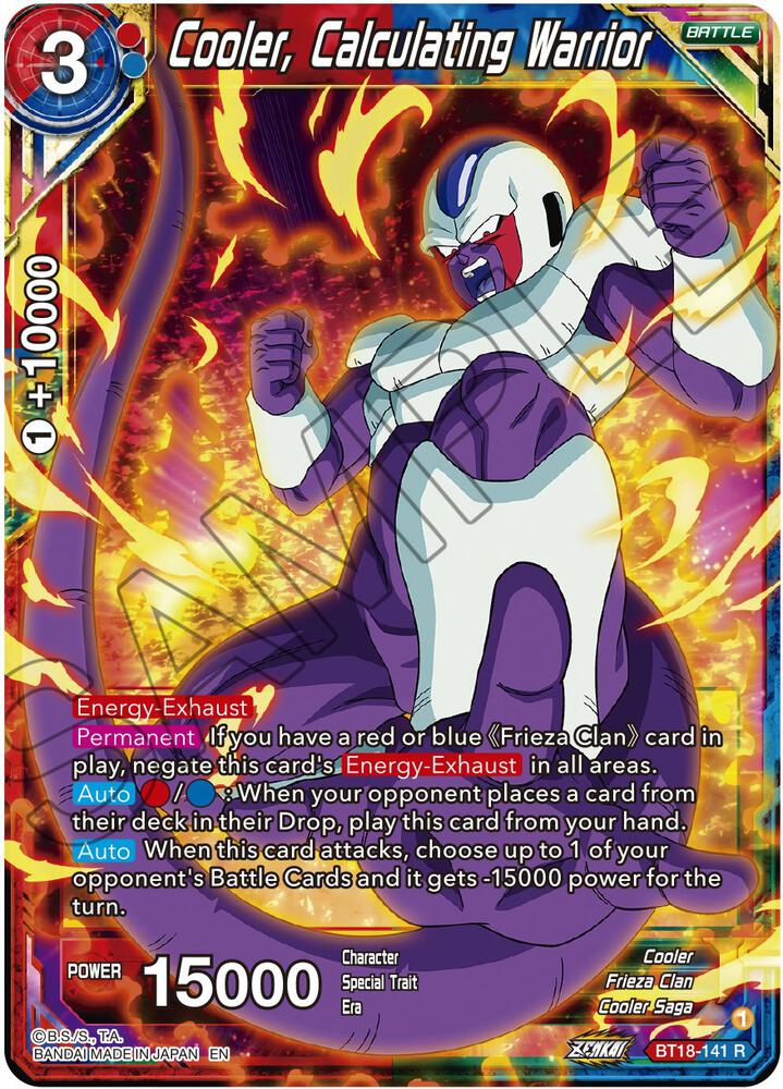 Cooler, Calculating Warrior BT18-141 Dawn of the Z-Legends Dragon Ball Super NM