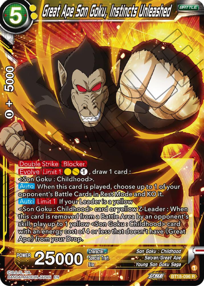 Great Ape Son Goku, Instincts Unleashed BT18-096 Dragon Ball Super NM