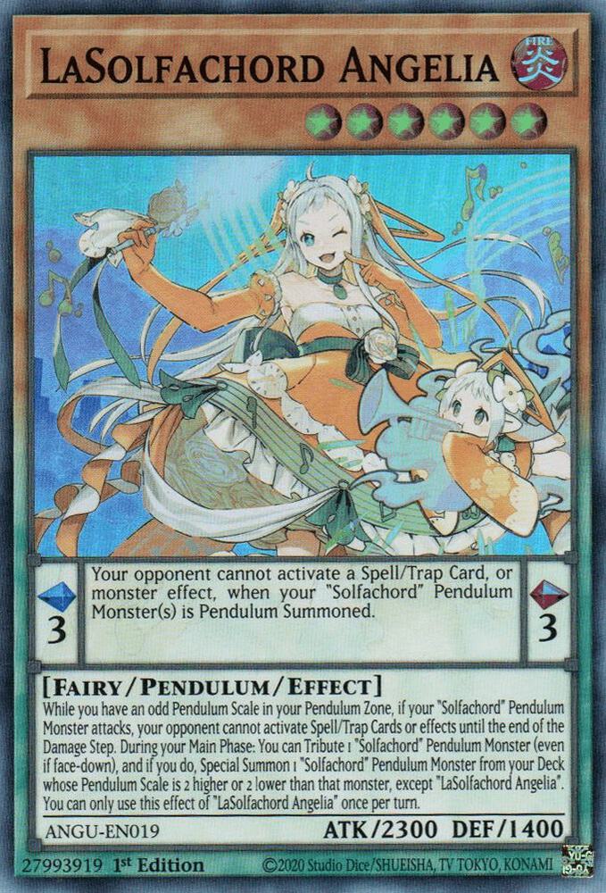 LaSolfachord Angelia ANGU-EN019 Super Rare Ancient Guardians Yu-Gi-Oh Near Mint