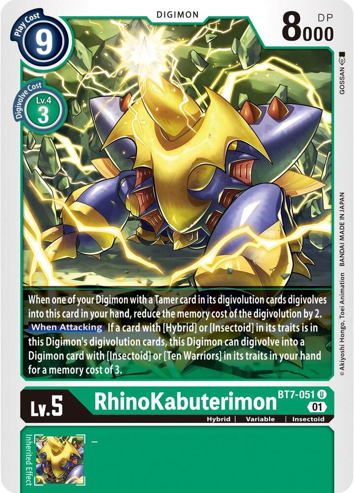 Rhinokabuterimon BT7-051 U Uncommon Next Adventure Digimon Near Mint