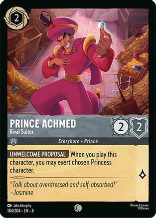 Prince Achmed - Rival Suitor 184/204 Common Reign of Jafar Lorcana Cold Foil NM