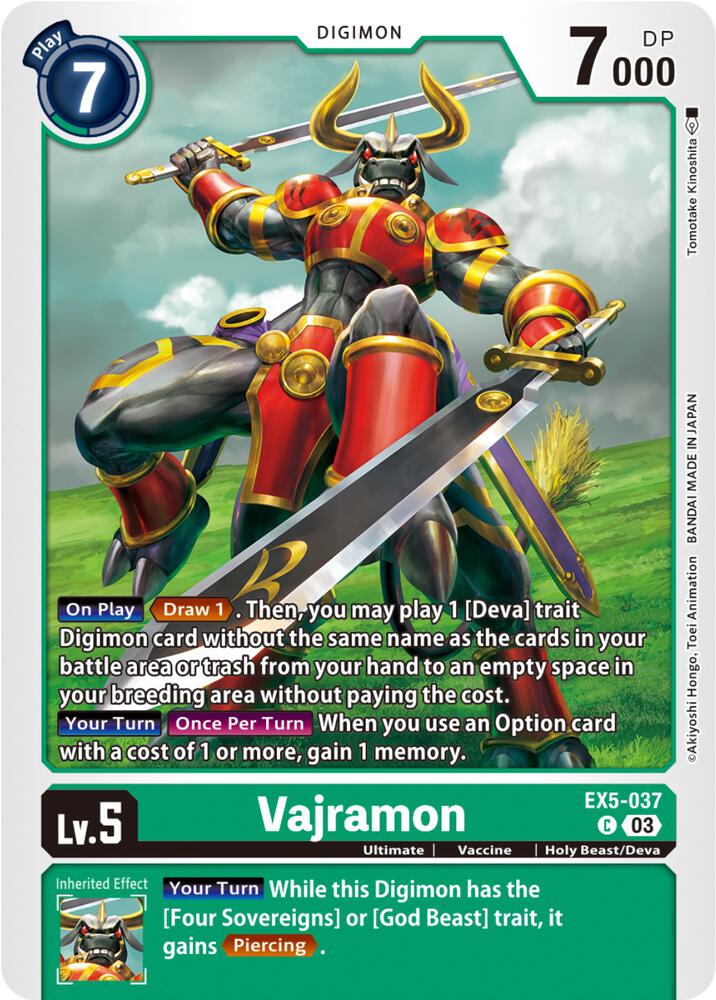 Vajramon EX5-037 C Common Animal Colosseum Digimon Near Mint