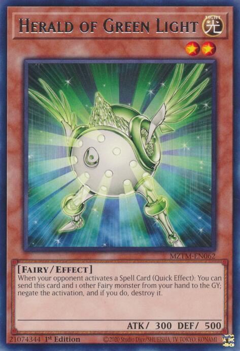 Herald of Green Light MZTM-EN062 Rare Maze of the Master Yu-Gi-Oh Near Mint