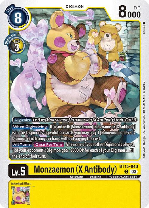 Monzaemon (X Antibody) BT15-040 C Common Exceed Apocalypse Digimon Near Mint