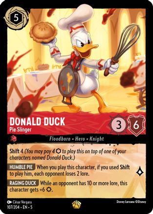 Donald Duck - Pie Slinger 107/204 Shimmering Skies Lorcana Cold Foil NM