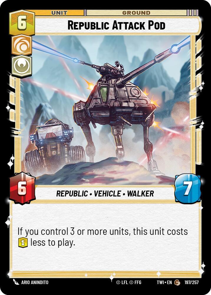 Republic Attack Pod 197/257 Twilight of the Republic Star Wars Unlimited NM