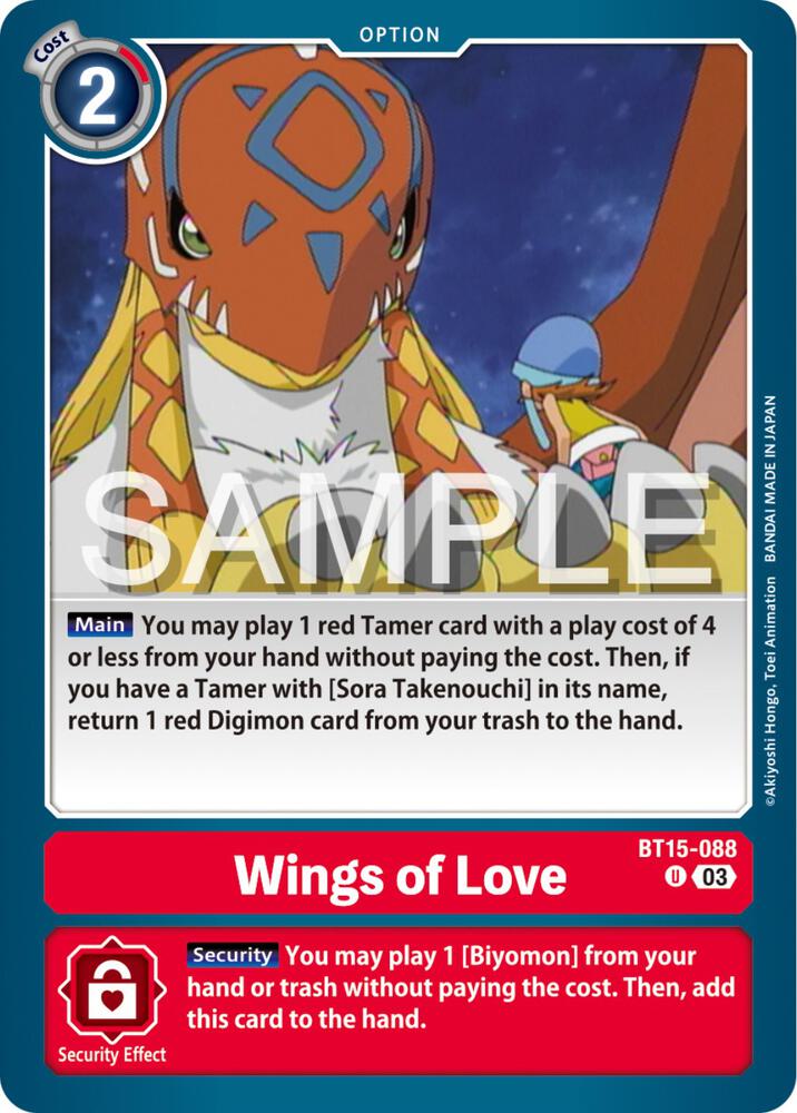 Wings of love BT15-088 U Uncommon Exceed Apocalypse Digimon Near Mint