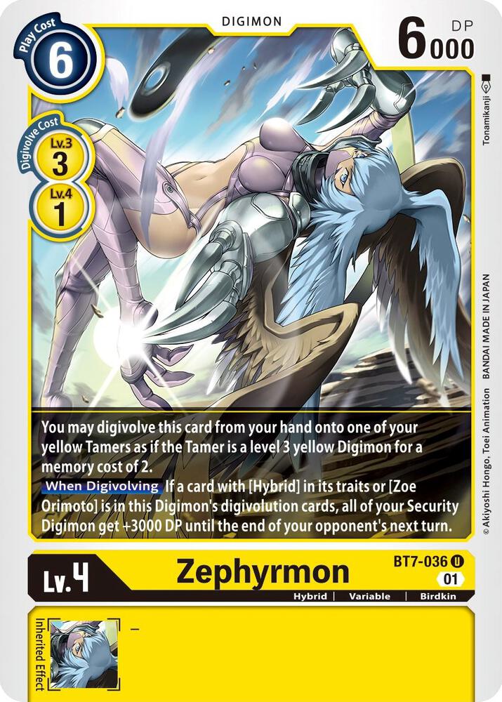 Zephyrmon BT7-036 U Uncommon Next Adventure Digimon Near Mint
