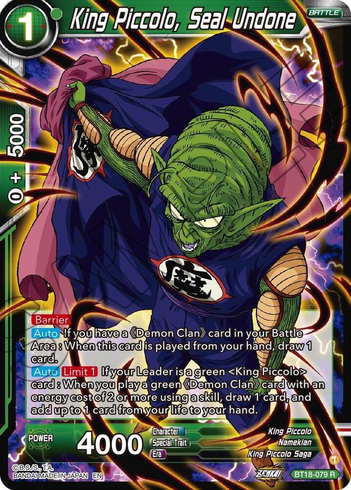 King Piccolo, Seal Undone BT18-079 Dawn of the Z-Legends Dragon Ball Super NM