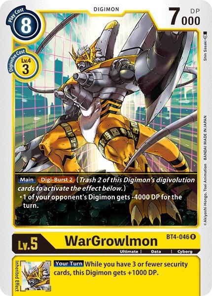 WarGrowlmon BT4-046 R Rare Great Legend Digimon Near Mint