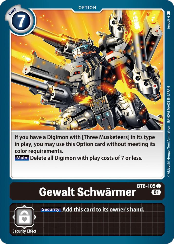 Gewalt Schwarmer BT6-105 U Uncommon Double Diamond Digimon Near Mint