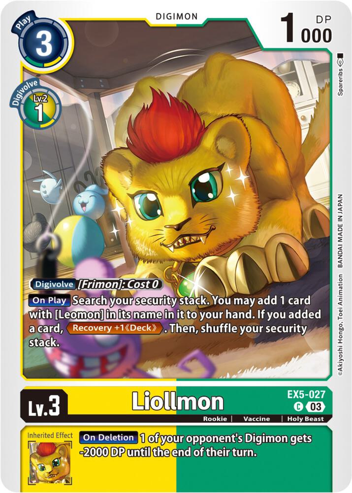 Liollmon EX5-027 C Common Animal Colosseum Digimon Near Mint