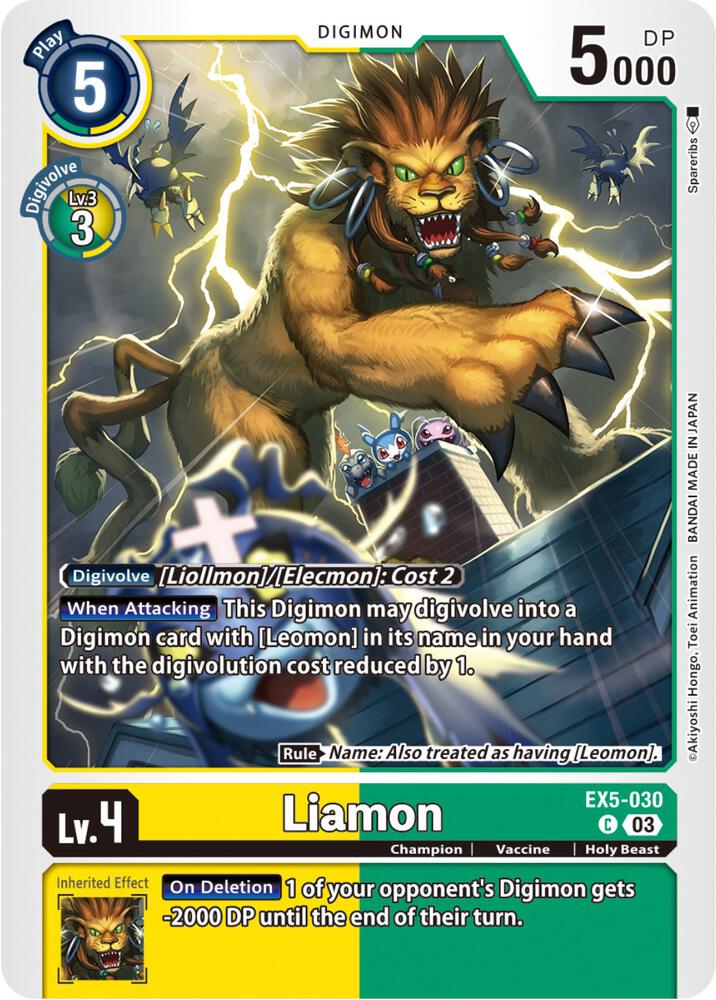 Liamon EX5-030 C Common Animal Colosseum Digimon Near Mint
